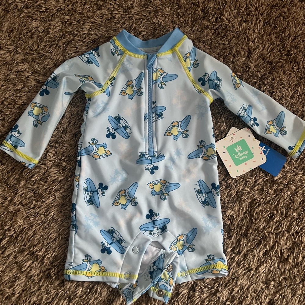 Blue Mickey Mouse Baby Swim Romper